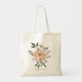 Bolsa Tote Saco de mão com nome personalizado e flor simples 