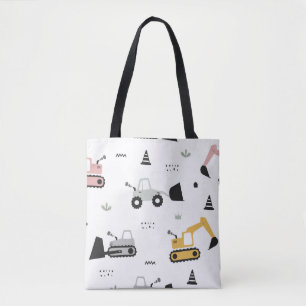 Bolsa Tote Saco de mão com padrão de veículos de construção