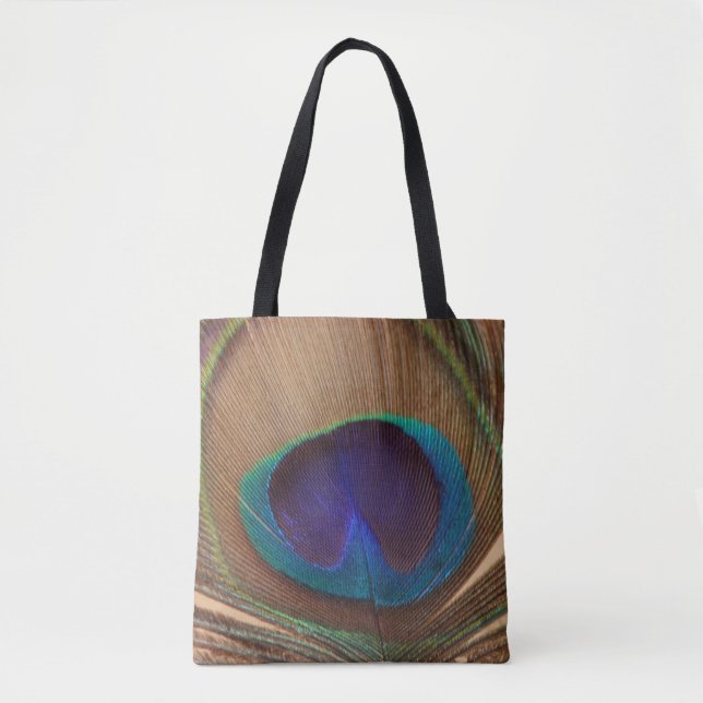 Bolsa Tote Saco de mão com pena de pavão (Frente)