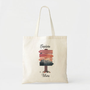 Bolsa Tote Saco de mão com placa direcional Explorar Mais Wil