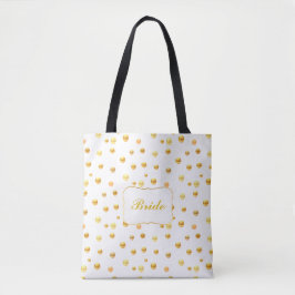 Bolsa Tote Saco de Mão com Pontos Gold Noiva