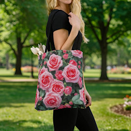 Bolsa Tote Saco de mão com rosas rosa