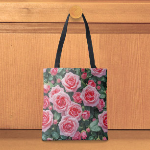 Bolsa Tote Saco de mão com rosas rosa