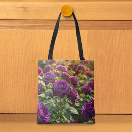 Bolsa Tote Saco de mão com rosas roxas