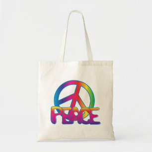 Bolsa Tote Saco de mão com símbolo de paz colorido