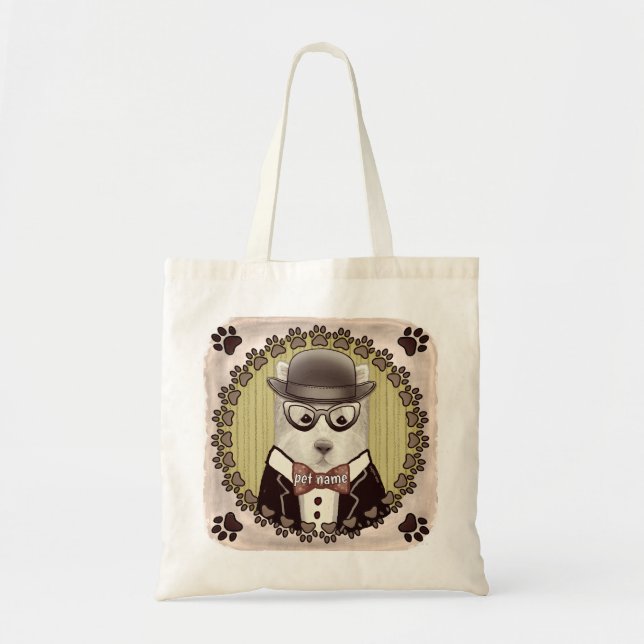 Bolsa Tote Saco de mão com Terrier do Highland Ocidental vest (Frente)