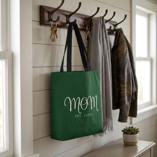 Bolsa Tote Saco de mão com texto branco Mãe Fundada Novo Pres