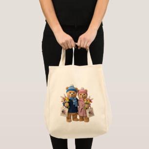 Bolsa Tote Saco de Mão Couple Bear   A Família Frosty