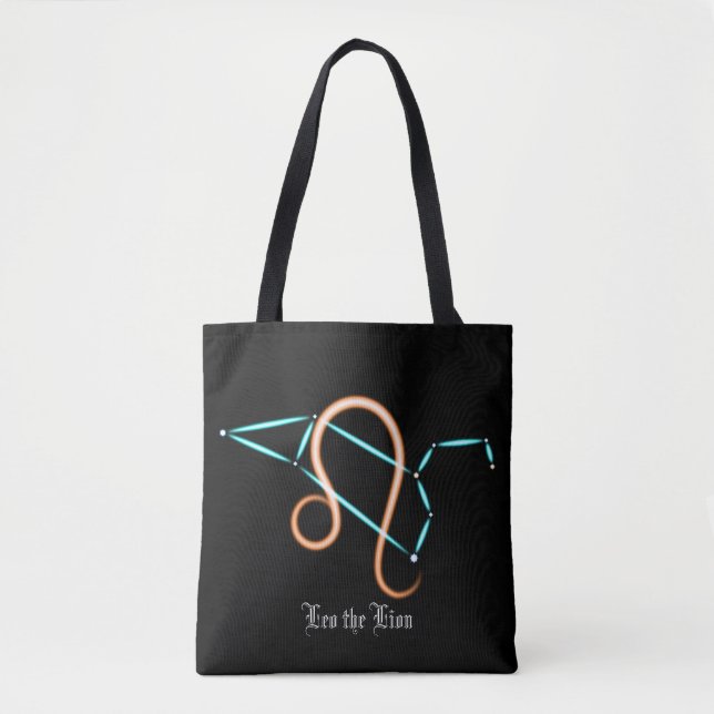Bolsa Tote Saco de mão da constelação do zodíaco Leão (Frente)