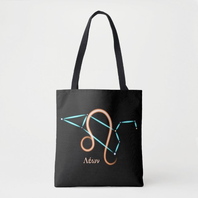 Bolsa Tote Saco de mão da constelação do zodíaco Leão (Frente)