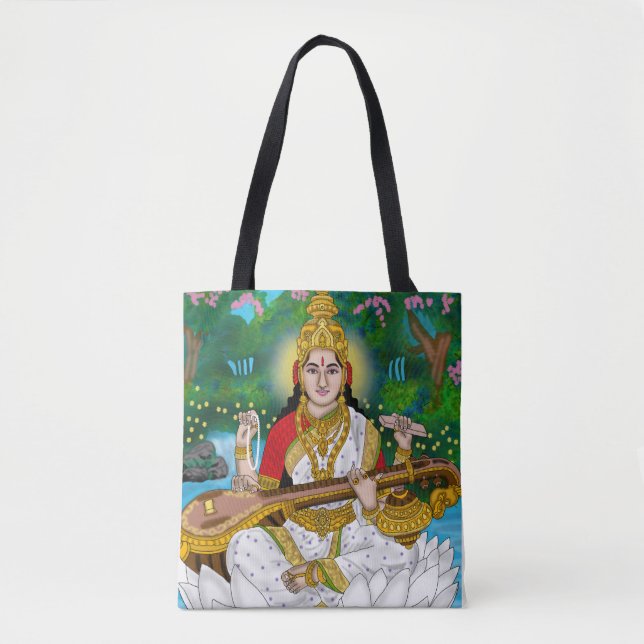 Bolsa Tote Saco de mão da Deusa Saraswati (Frente)