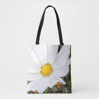 Bolsa Tote Saco de mão da flor do cosmos branco