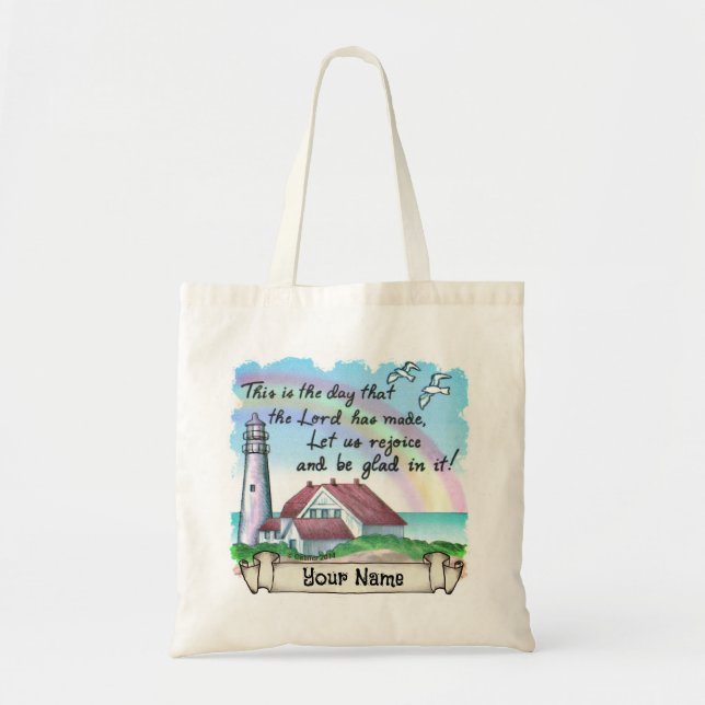 Bolsa Tote Saco de mão da Lanterna de Alegria Cristã (Frente)