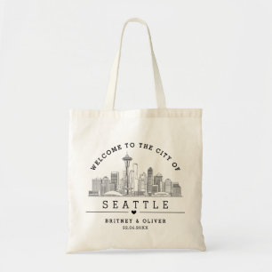 Bolsa Tote Saco de mão da silhueta de Seattle – Favor de casa
