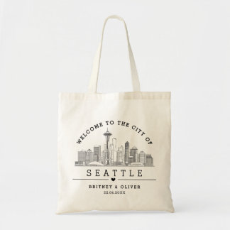 Bolsa Tote Saco de mão da silhueta de Seattle – Favor de casa