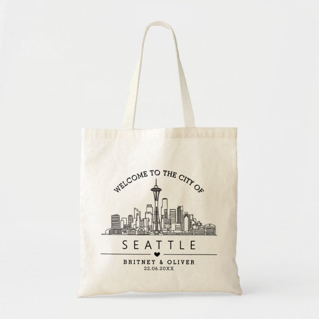 Bolsa Tote Saco de mão da silhueta de Seattle – Presente de c (Frente)