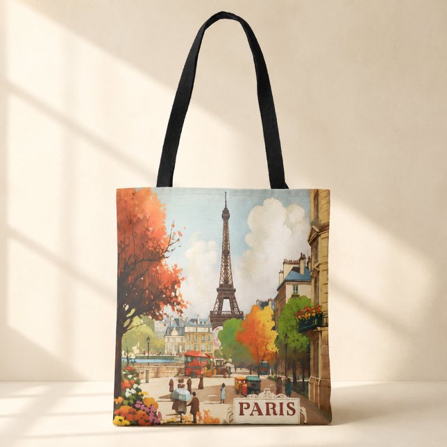 Bolsa Tote Saco de mão da Torre Eiffel de Paris no Outono (Criador carregado)