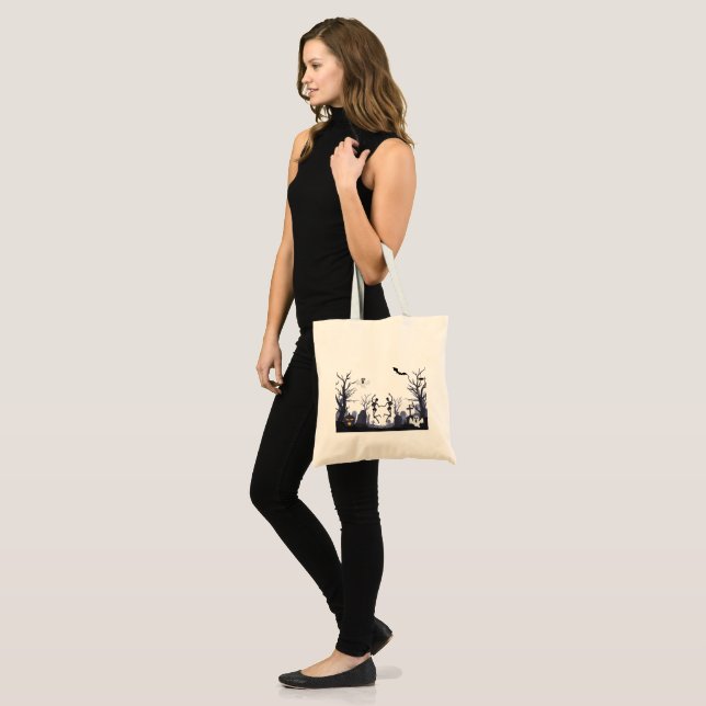 Bolsa Tote Saco de mão dançante de esqueleto com vibrações de (Frente (modelo))