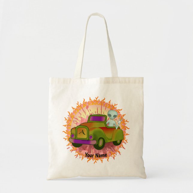 Bolsa Tote Saco de mão de Alien Dirigindo Carro (Frente)
