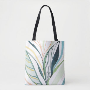 Bolsa Tote Saco de mão de arte abstrata em aquarela botânica