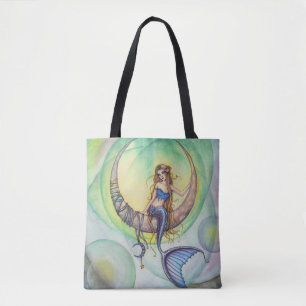 Bolsa Tote Saco de mão de arte de fantasia da Sereia da Lua C