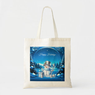 Bolsa Tote Saco de mão de boneco de neve alegre na floresta n