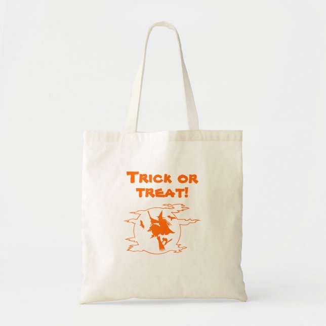 Bolsa Tote Saco de mão de bruxa para doces ou travessuras (Frente)