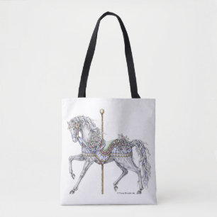 Bolsa Tote Saco de mão de cavalo de carrossel de verão