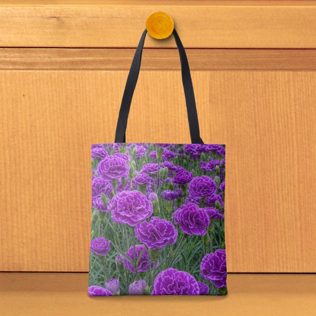 Bolsa Tote Saco de mão de Cravo Roxo (Tote bag with purple carnations)