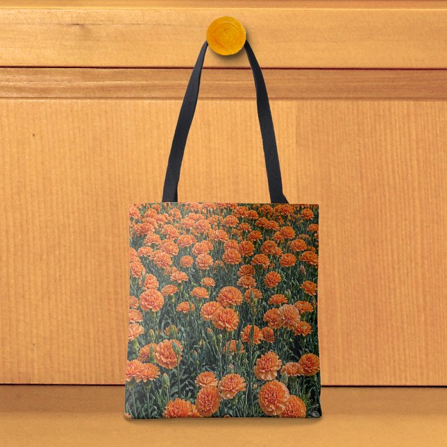 Bolsa Tote Saco de mão de cravos laranja (Tote bag with orange carnations)