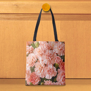 Bolsa Tote Saco de mão de cravos rosa pálido
