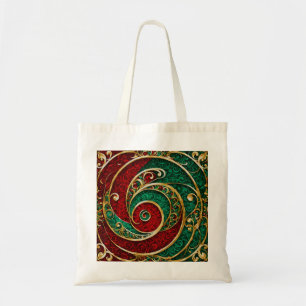 Bolsa Tote Saco de mão de Festa Vermelho Dourado Verde