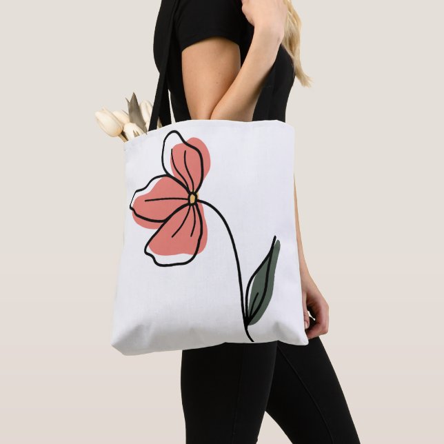 Bolsa Tote Saco de mão de flores minimalistas abstratas (Close Up)