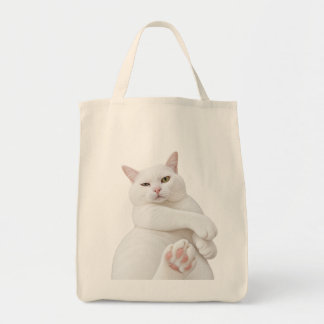 Bolsa Tote Saco de mão de gato branco engraçado – Amante de a