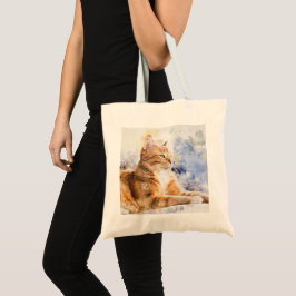 Bolsa Tote Saco de Mão de Gato Gengibre Relaxado