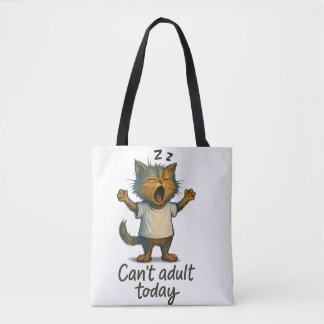 Bolsa Tote Saco de mão de gato 'Não Posso Ser Adulto Hoje' – 