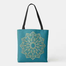 Saco de mão de Geometria Sagrada Turquesa