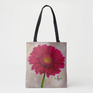 Bolsa Tote Saco de mão de Gerbera Rosa Quente Única