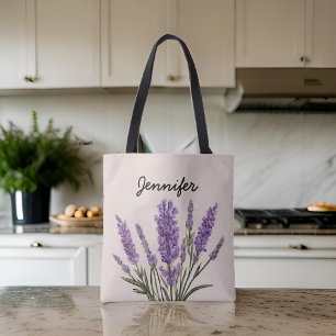 Bolsa Tote Saco de mão de lavanda com flores personalizadas p