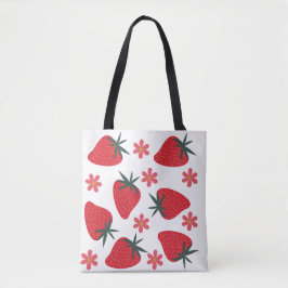 Bolsa Tote Saco de mão de morangos simples vermelho verde ros