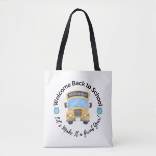 Bolsa Tote Saco de mão de ônibus escolar em aquarela