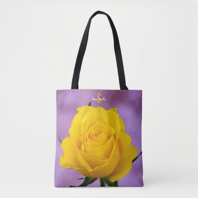 Bolsa Tote Saco de mão de rosa amarela única (Frente)
