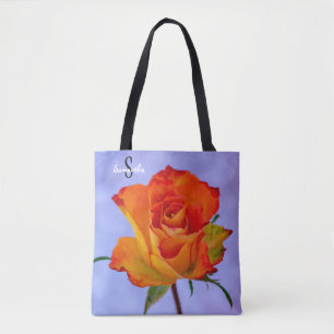 Bolsa Tote Saco de mão de rosa laranja e amarela única