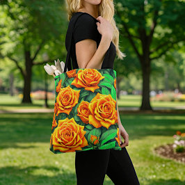 Bolsa Tote Saco de mão de rosas laranjas