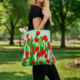 Bolsa Tote Saco de mão de tulipas vermelhas