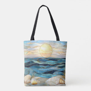 Bolsa Tote Saco de mão de vidro colorido ao pôr do sol no oce