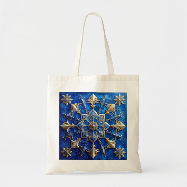 Bolsa Tote Saco de mão decorativo azul para feriado (Frente)