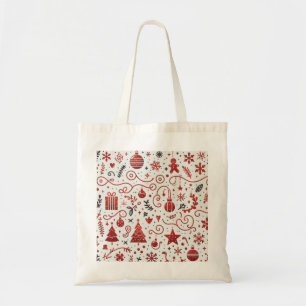 Bolsa Tote Saco de mão decorativo vermelho branco para feriad