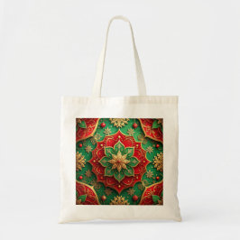 Bolsa Tote Saco de mão decorativo vermelho verde para feriado