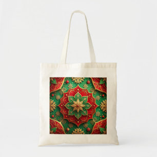 Bolsa Tote Saco de mão decorativo vermelho verde para feriado